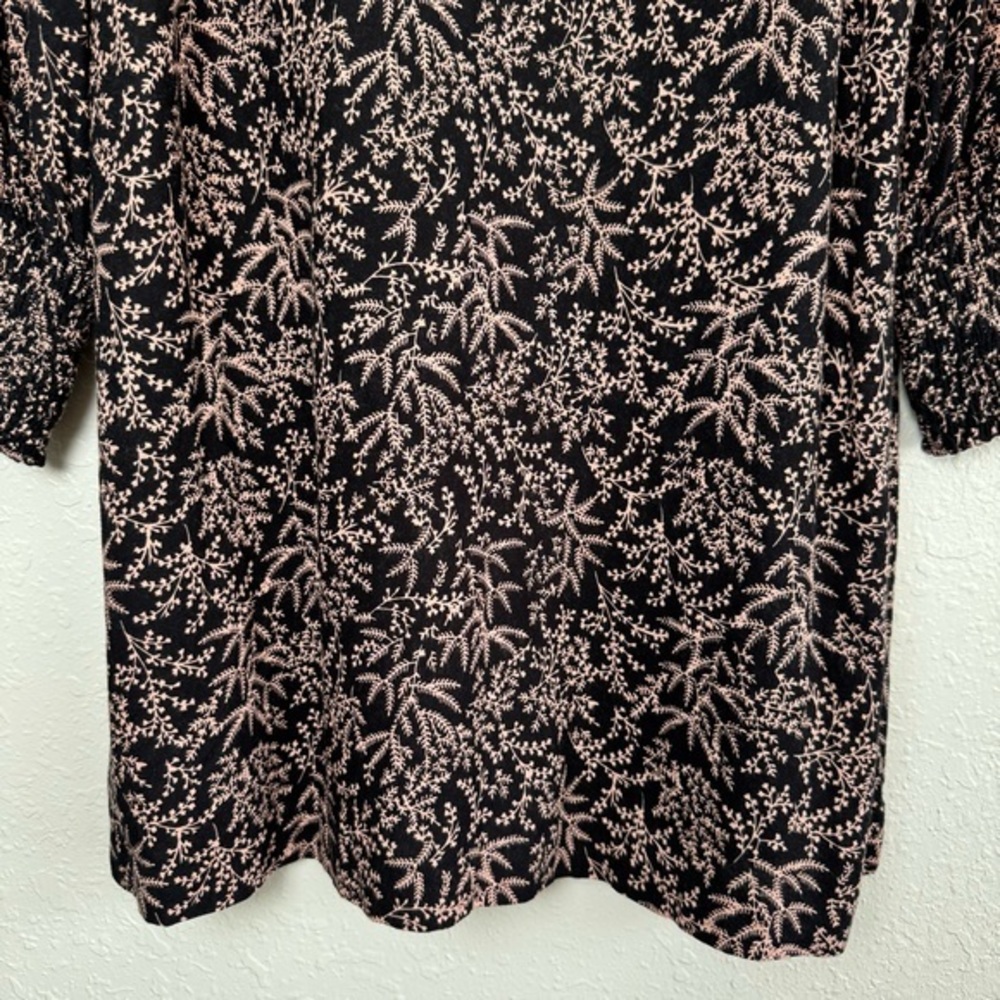 Anthropologie Cyree tunic mini dress floral black purple puff sleeves 6 - Picture 6 of 12